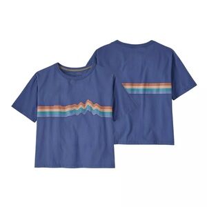 Patagonia Women’s Small Ridge Rise Stripe Easy Cut Tee Organic Cotton Boxy Shirt
